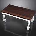 Classic Solid Wood Table With Dark Brown Tabletop And White Carved Legs