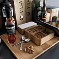 Modern Kitchenware Collection With Wooden Cutting Boards Glass Bottles Spice Jars And Pasta Bags