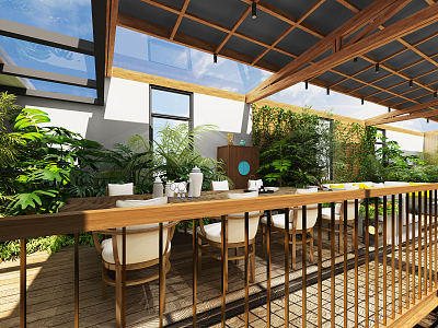 Modern Garden Roof Garden Sunshine Room Indoor Landscape Tea Room Green Plant Furniture 3d model