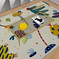 Glass Top Coffee Table With Wooden Legs And Yellow Bowl On Colorful Patterned Rug