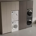 Modern Balcony Cabinet With Built in Washing Machine And Dryer In Light Dark Design