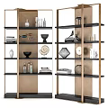 Modern Bookshelf Design with Decorative Objects Books Vases and Sculptures on Shelves