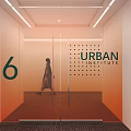 Urban Institute Entrance With Glass Doors Number 6 Walking Figure And Warm Lighting
