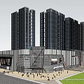 Modern Commercial Complex Design Featuring High Rise Towers Plaza And Green Spaces