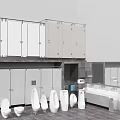 Bathroom Fixtures Display With Multiple Urinals Stalls Sinks And Mirrors