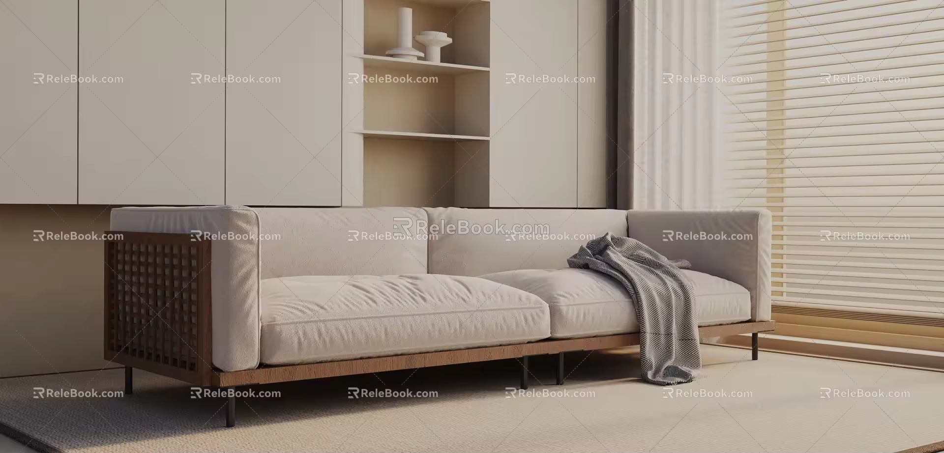 Modern three-seat sofa 3d model