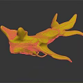 Winged Mythical Creature Sculpture With Black Body Red Accents And Transparent Details