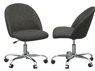 Modern Gray Upholstered Office Chairs with Metal Base and Wheels 3d model