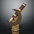 Vintage Telescope With Crescent Shaped Stand Red Golden Tubes And Metal Base