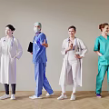 Multiple Healthcare Professionals In Various Medical Uniforms With Stethoscope Clipboard Standing Together