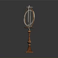Decorative Round Mirror With Metal Frame And Wooden Base For Home Decoration