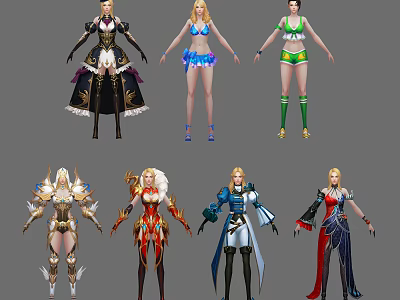 Game and Movie Characters With Diverse Costume Designs and Stylish Outfits 3d model