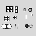 Modern Black And White Downlights And Spotlights With Square Round Shapes Ceiling Mounted