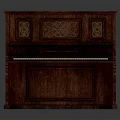 Brown Wooden Piano With Carved Decorations And White Keys For Home Living