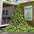 Vibrant Photo Check-in Spot Featuring Green Lime Stack White Bear Figure And Shipping Container