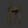 Rustic Wooden Bridge Structure With Planks And Support Posts Design 3d model