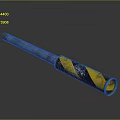 Rusty Metal Rod With Yellow And Black Stripes and Weathered Surface on Gray Background