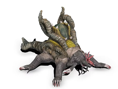 Fantasy Creature With Multiple Tentacles Carapace Spikes And Sharp Claws 3d model