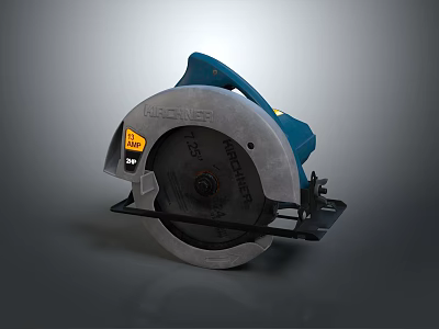 Makita Blue And Silver Electric Circular Saw Power Tool With Saw Blade And Handle 3d model