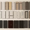 Various Styles of Hinged Doors with Multiple Colors Wood Finishes and Panel Patterns