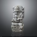 White Stone Ganesha Statue With Intricate Carvings Decorative Headdress And Base