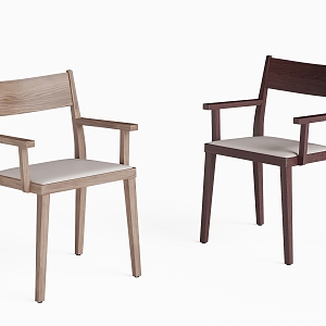 Quiet Solid Wood Single Chair Dining Chair 3d model