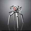 Mechanical Spider Creature with Multiple Legs Red Target Sensors and Robotic Arms 3d model