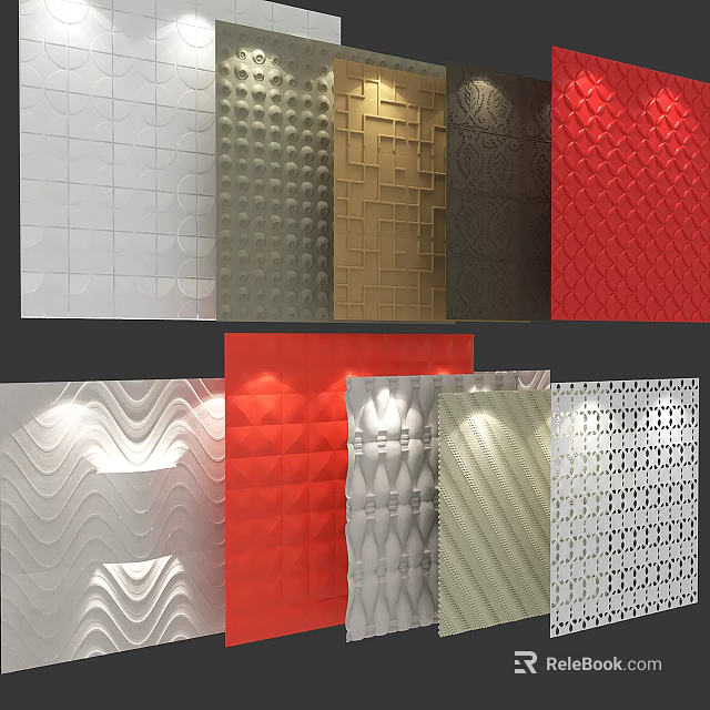 Stylish Wall Panels With Various Textured Patterns And Color Options For Interior Design 3d model