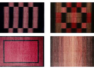 Modern Square Rugs With Geometric Patterns Stripes Checkered And Solid Colors 3d model