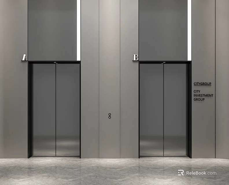 Modern Elevator Lobby With Sleek Elevators And Minimalist Design 3d model 