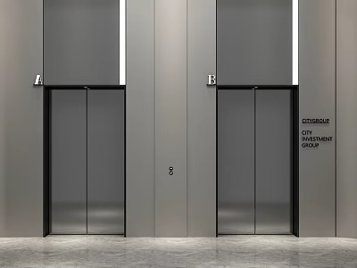 Modern Elevator Lobby With Sleek Elevators And Minimalist Design 3d model