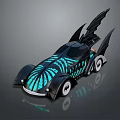 Black Bat Inspired Car With Bat Wings And Blue Glowing Patterns Modern Design