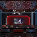 Luxurious KTV Interior Design With Sofas TV Chandelier And Colorful Ceiling 3d model