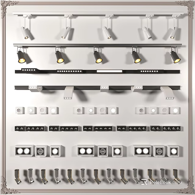 Modern Downlights and Spotlights in Various Styles for Home Lighting Design 3d model 