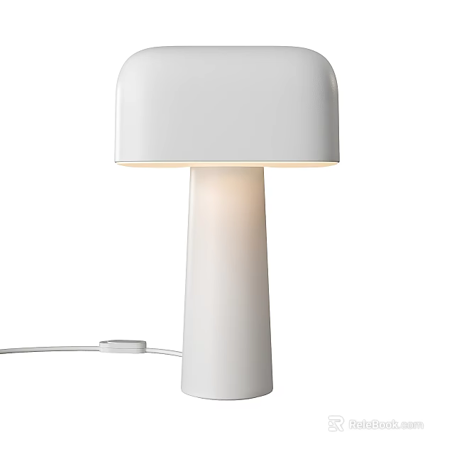 White Modern Table Lamp With Minimalist Design And Cylindrical Lamp Base 3d model 