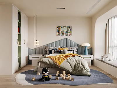 Cozy Modern Kids Bedroom With Toys And Stylish Decor 3d model