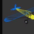 Yellow And Blue Toy Airplane With Propeller Wings And Wheels