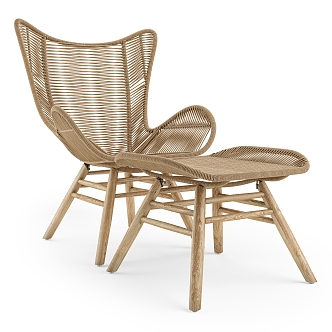 Outdoor Rattan Leisure Chair Pedal Low Stool Outdoor Chair 3d model