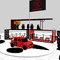 Volkswagen Red Polka Dot Car Display Booth With Flag Figures And Ropes