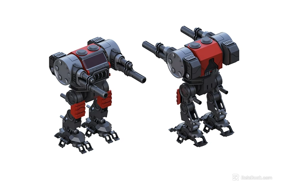 Game Movie Character Robot Featuring Mechanical Armor Red Black Combat Design 3d model