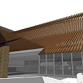 Modern Multi Storey Building With Glass Curtain Wall Balconies Wooden Elements And Green Plants