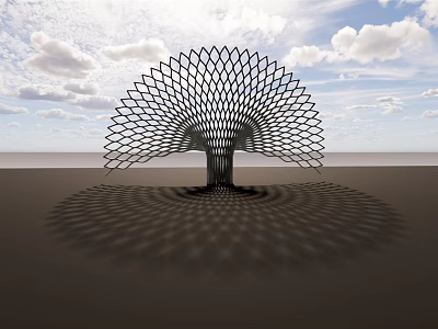 Unique Peacock Shaped Metal Outdoor Leisure Chair With Blue Sky White Clouds And Shadow 3d model