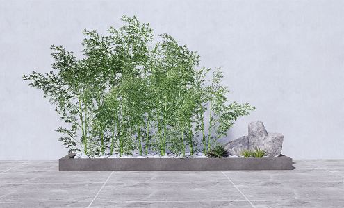 Modern bamboo indoor green bamboo combination 3d model