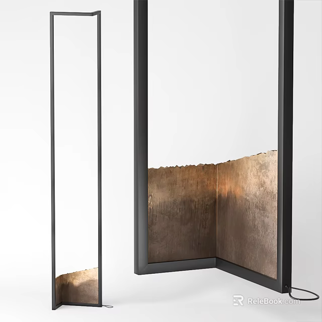 Elegant Modern Floor Lamp With Black Frame And Copper Accent For Interior Decor 3d model