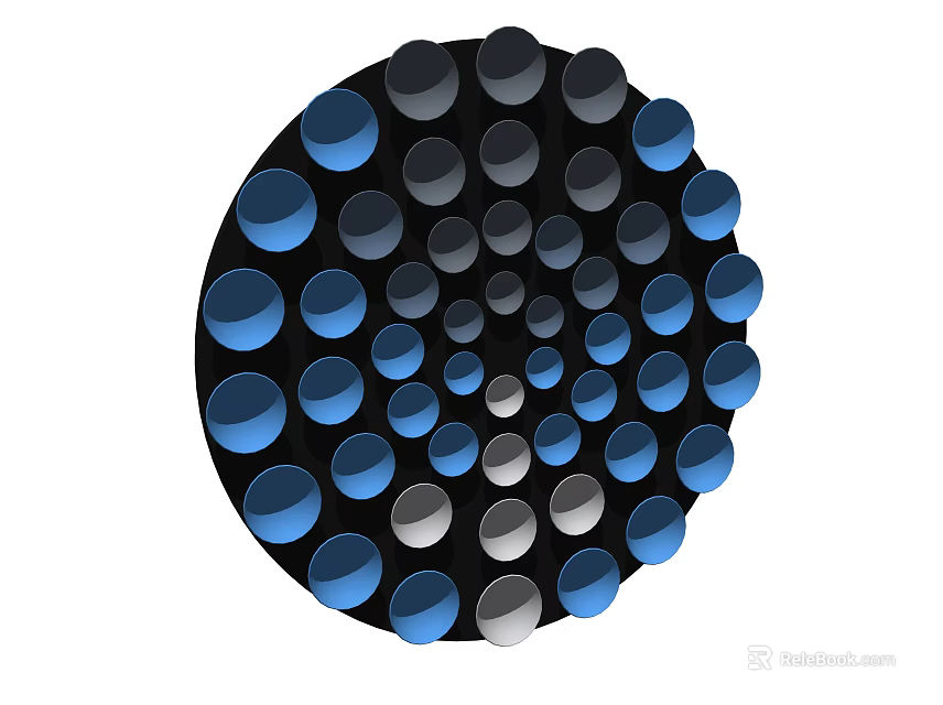 Modern Circular Wall Decor With Blue Gray Spheres In Concentric Pattern 3d model 