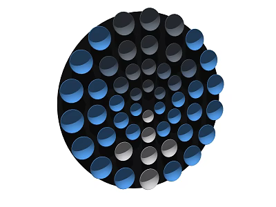 Modern Circular Wall Decor With Blue Gray Spheres In Concentric Pattern 3d model