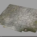 Weathered Stone Slab Terrain With Gray Tones Moss And Broken Edges 3d model