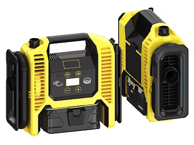 Yellow And Black Portable Industrial Generators With Handheld Design Control Panel And Ventilation Grilles 3d model