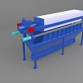 Blue Industrial Filter Press Equipment with Frame and White Filter Plates 3d model