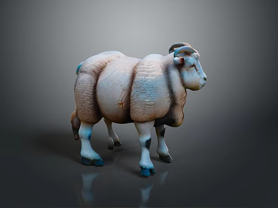 Artistic White And Blue Sheep Sculpture With Textured Surface Home Decor Accent Piece 3d model